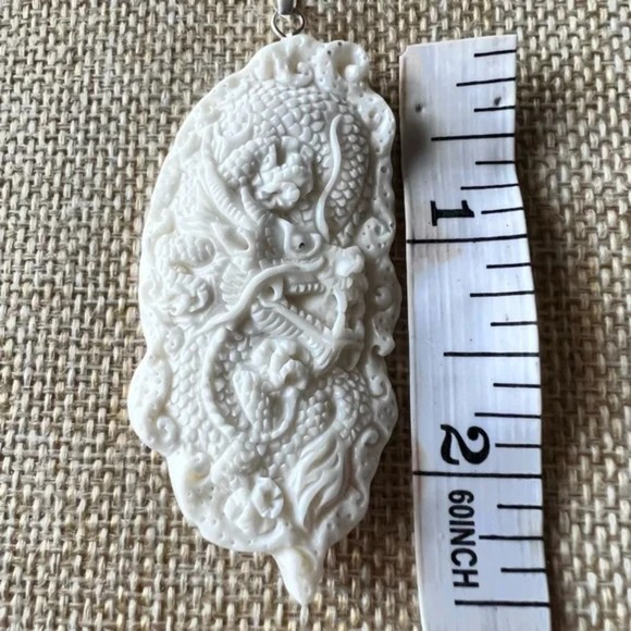 Dragon Carved Pendent on .925 Sterling Chain 16” Necklace - Picture 6 of 7